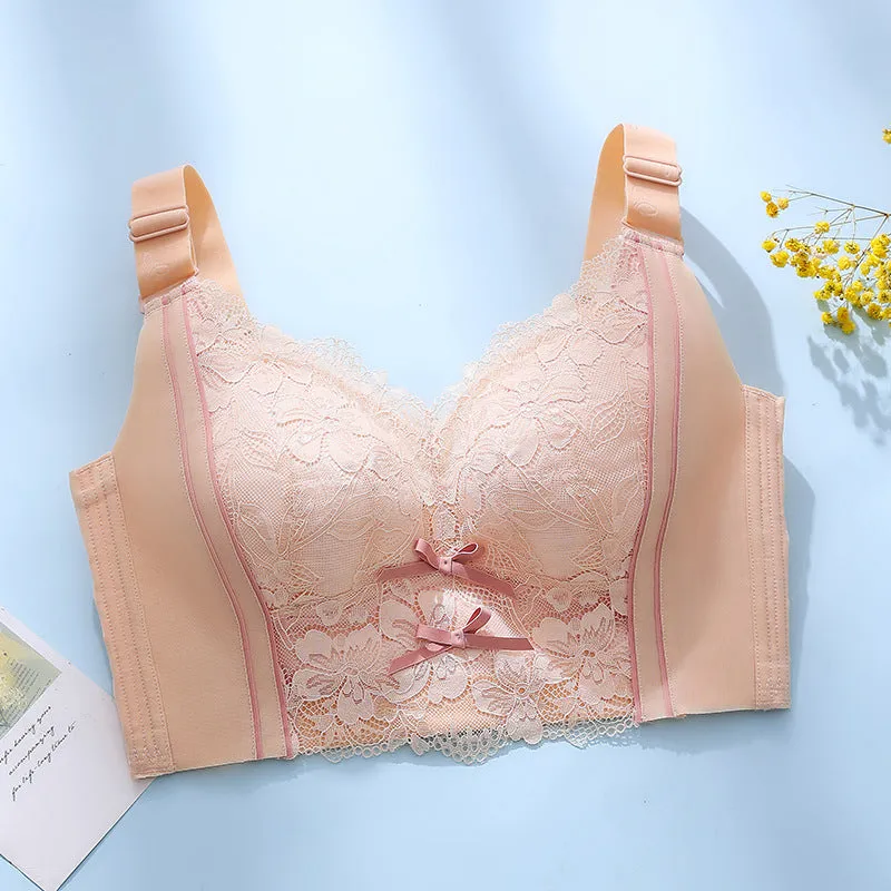 Adjustable underwear for women, large size, full cup, gathered, side breasts, anti-sagging, large breasts, small summer thin bra