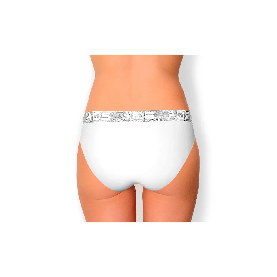 AQS Ladies White/Grey Cotton Bikini Underwear - 3 Pack Three-pack of womens