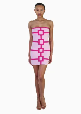 Aubrey - Fitted Strapless Party Dress With Geometric Design