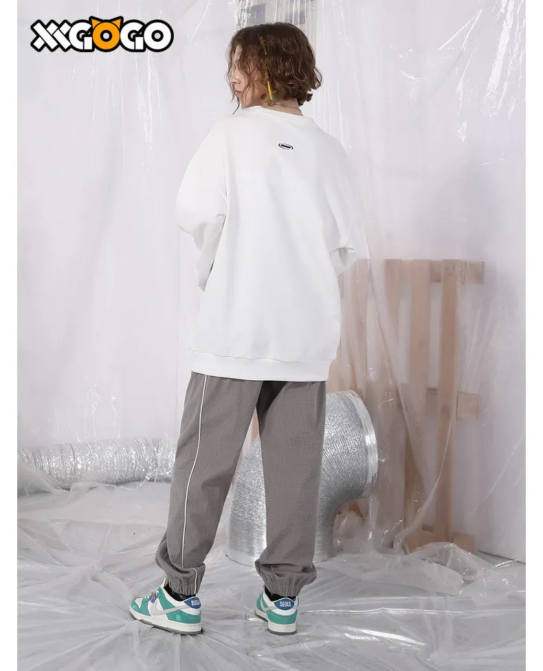 Basic Reflective Strap Waffle Drawstring Pants