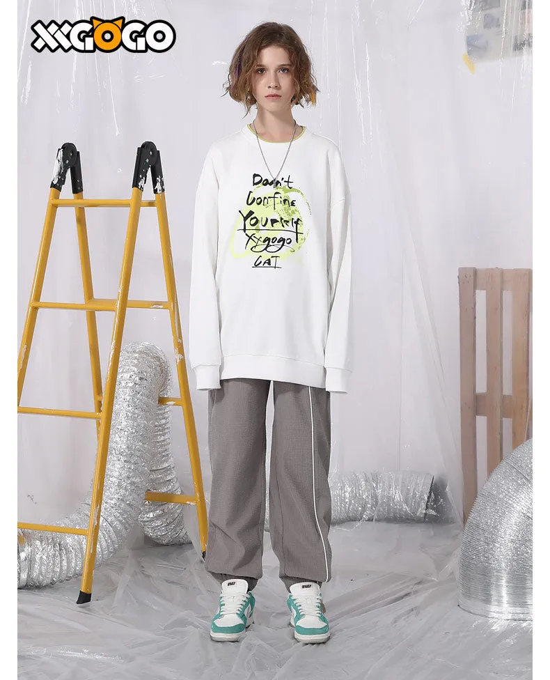 Basic Reflective Strap Waffle Drawstring Pants