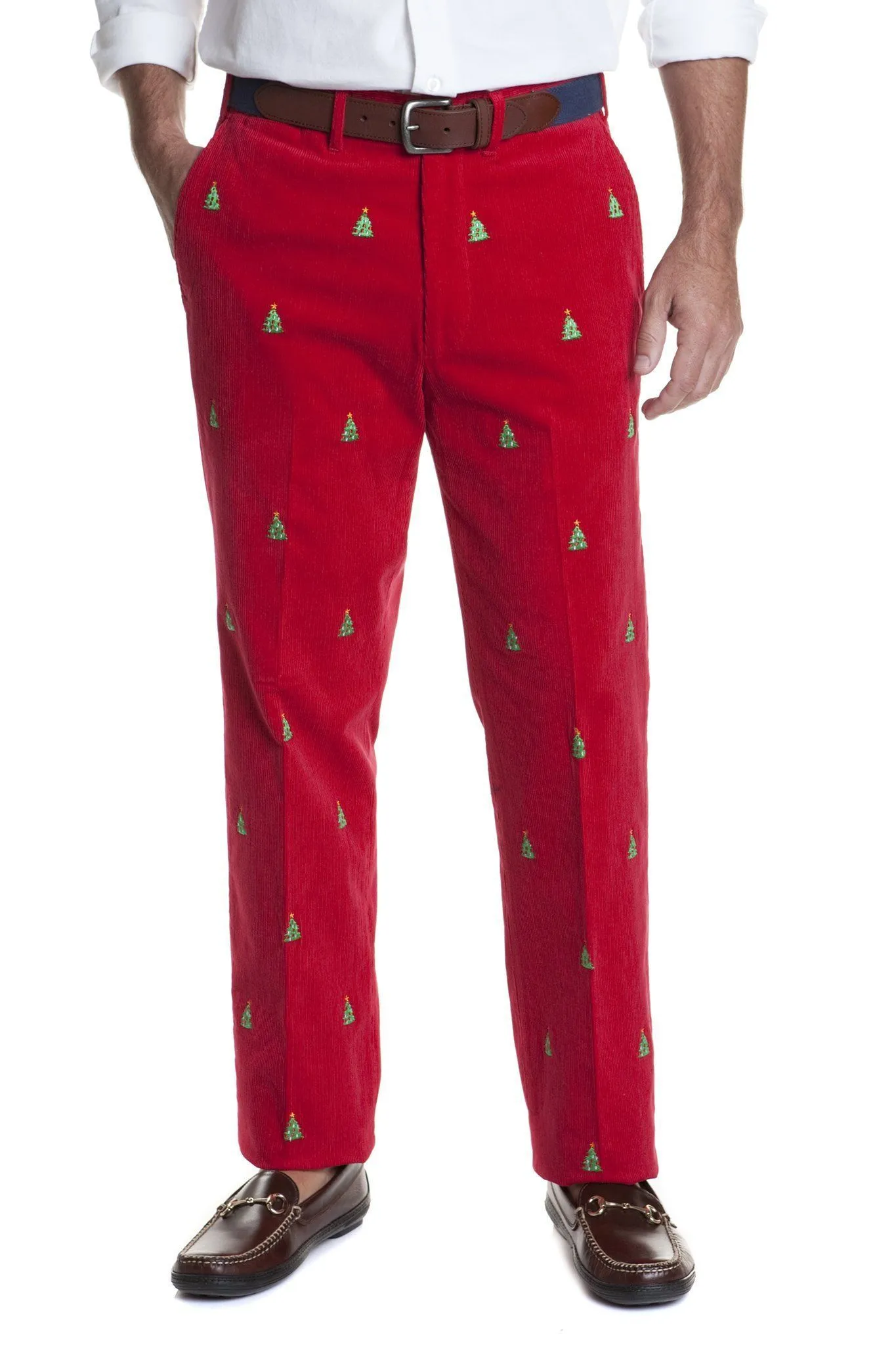 Beachcomber Corduroy Pant Crimson with Christmas Tree