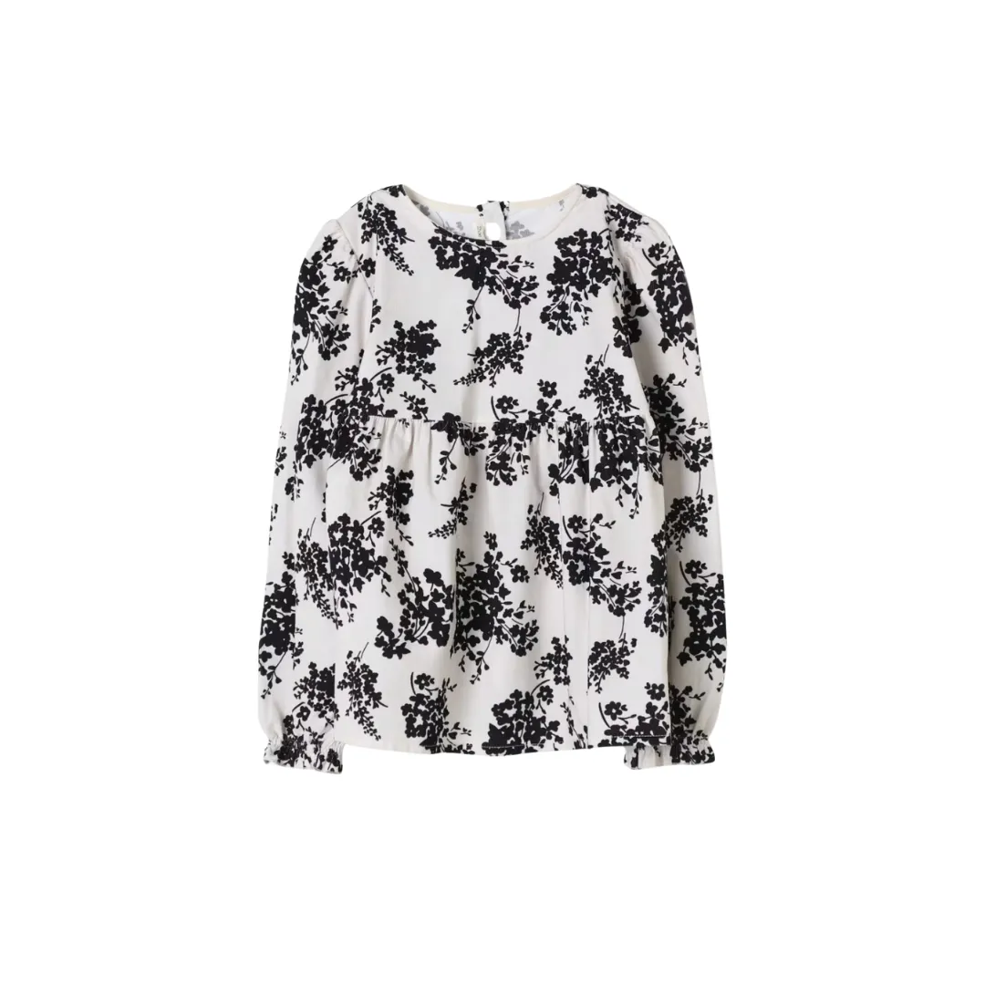 Beige Dark Gray Floral Shirt