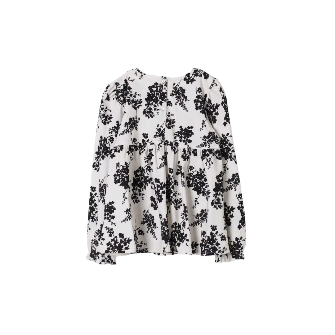 Beige Dark Gray Floral Shirt