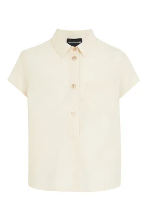 Beige Short Sleeve Poplin Shirt