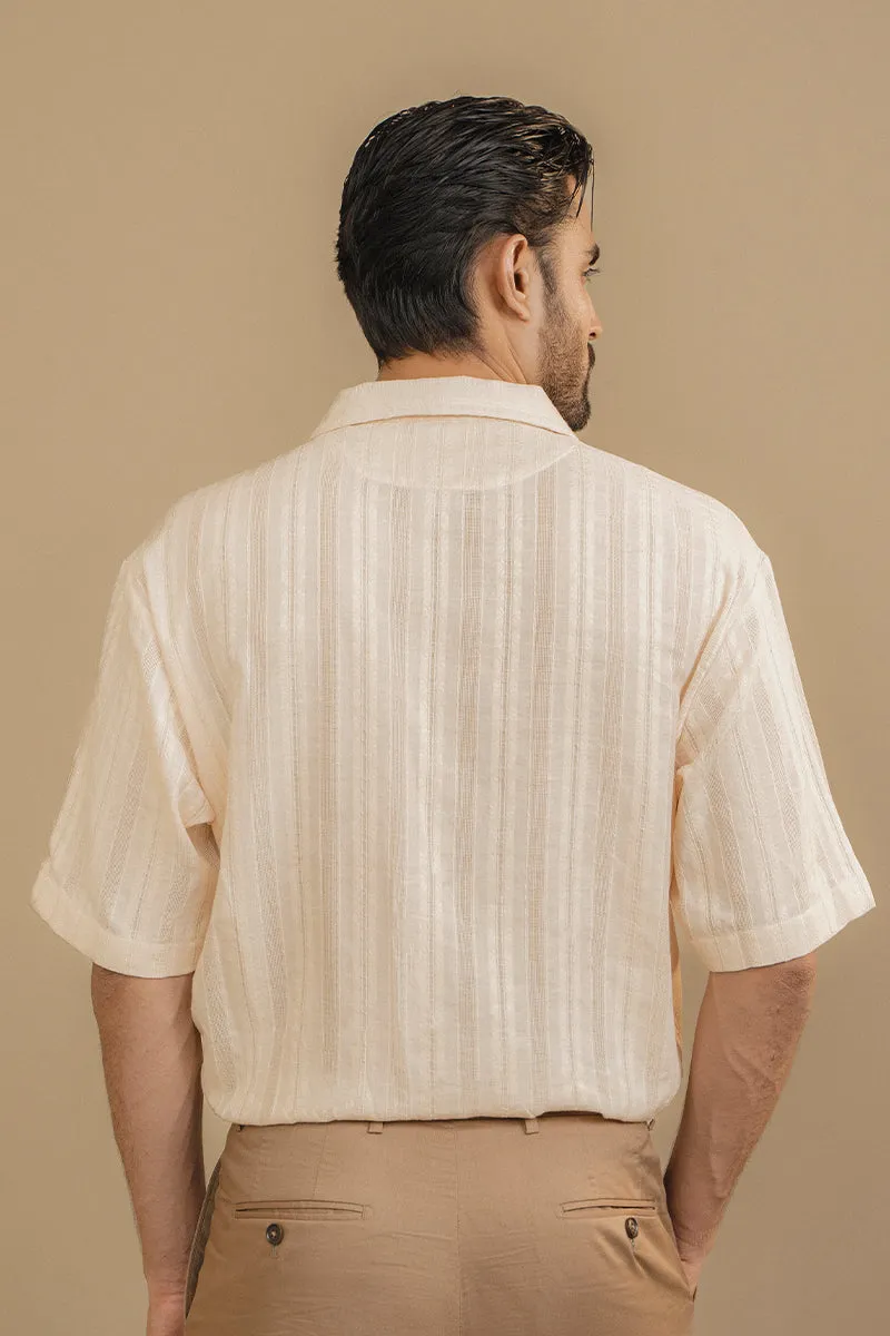 BEIGE STRIPED LINEN SHIRT