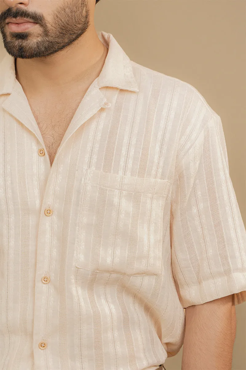 BEIGE STRIPED LINEN SHIRT