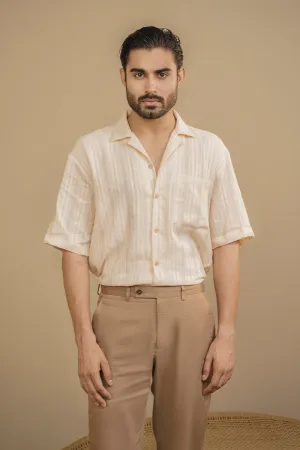 BEIGE STRIPED LINEN SHIRT