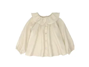 Beige Woven Ruffle Collar Shirt