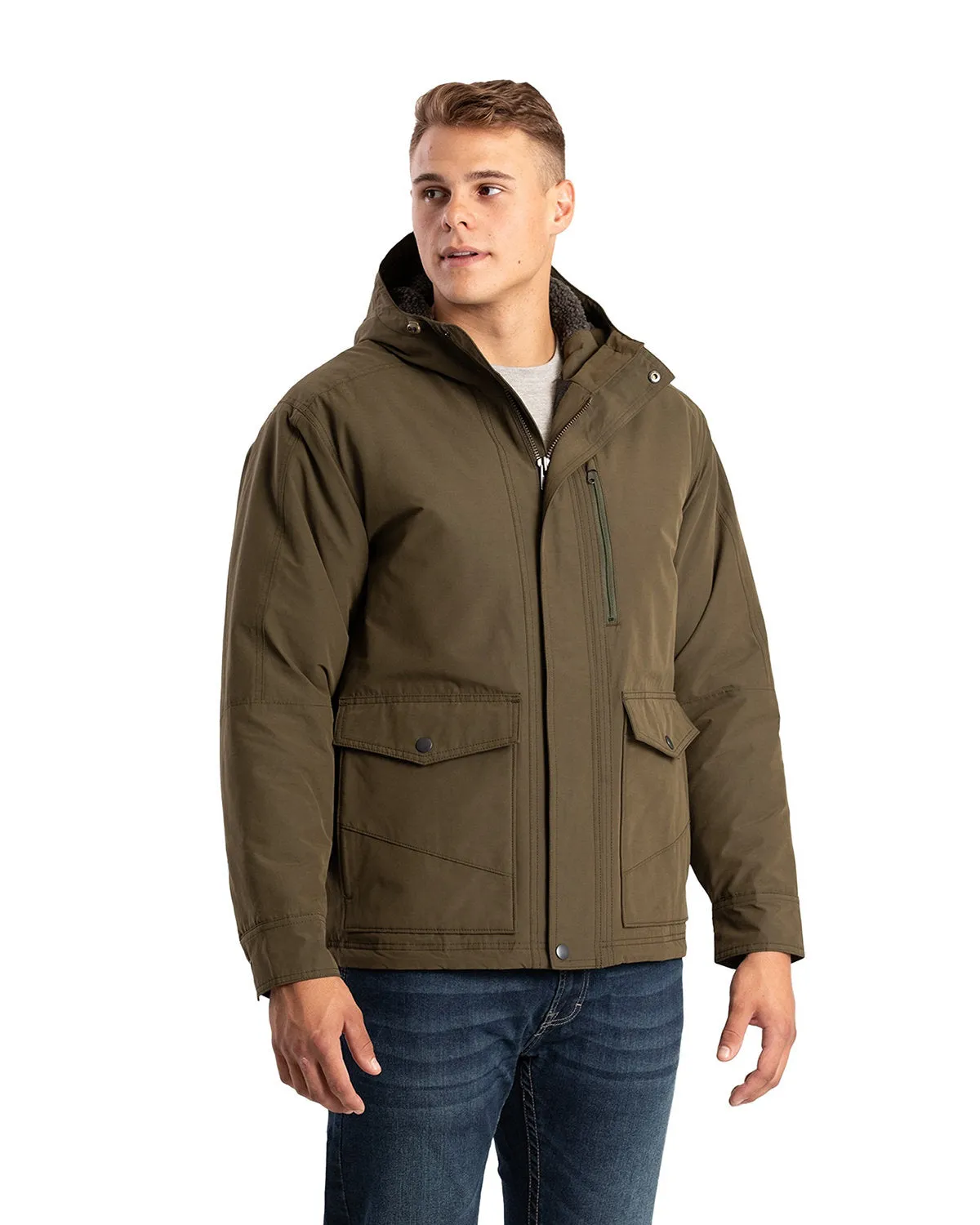 Berne Men's Highland Quilt-Lined Micro-Duck Hooded Jacket HJ67