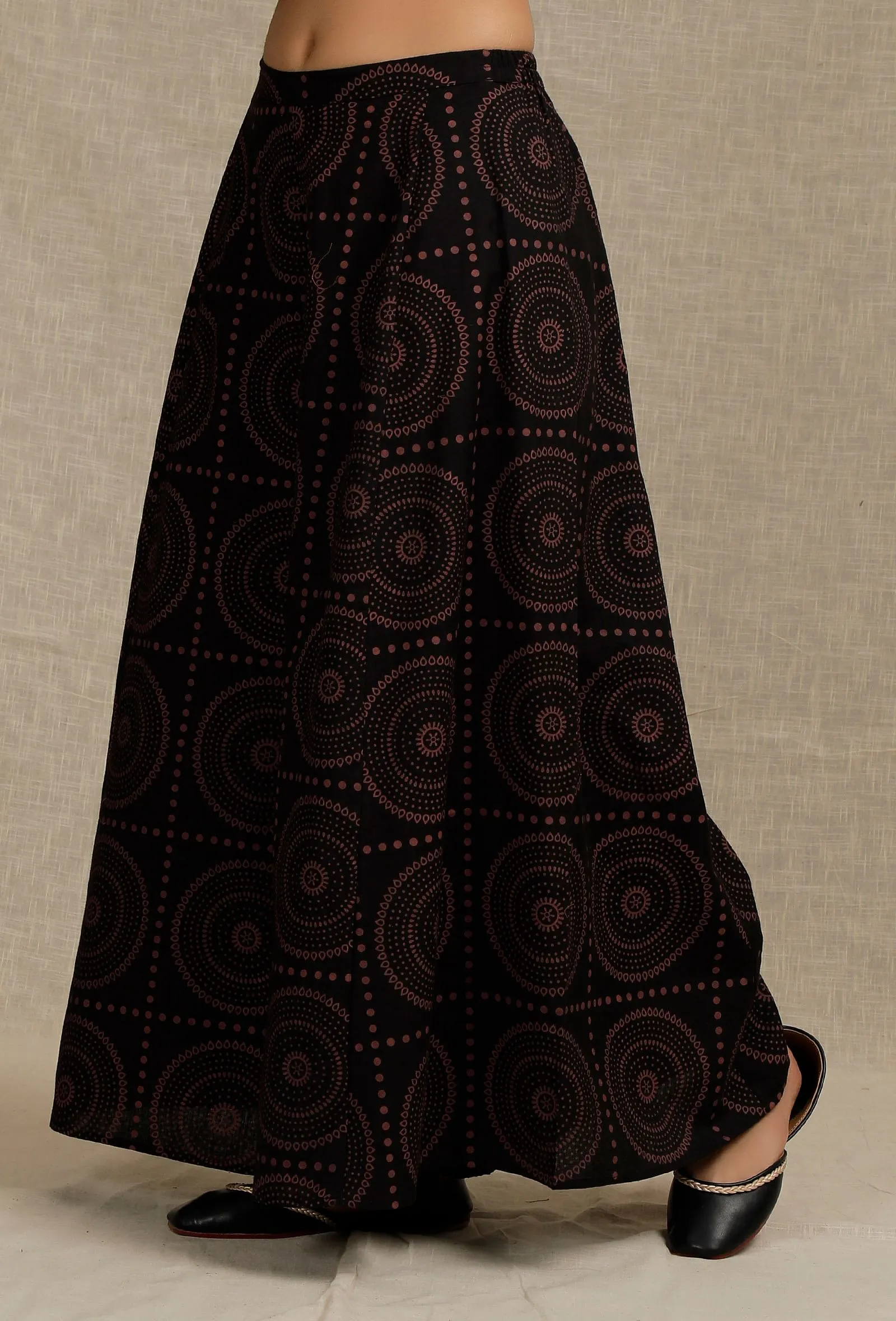 Black Hand Block Printed Palazzo Pants