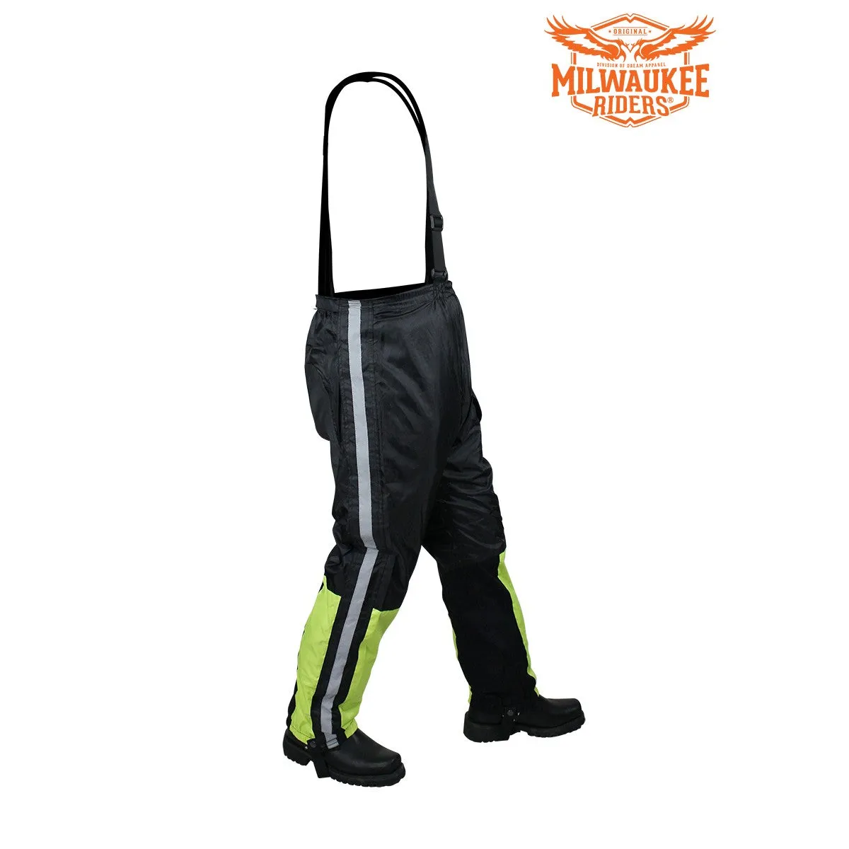 Black/Fluorescent Textile Two-Piece Rain Suit By Milwaukee Riders®