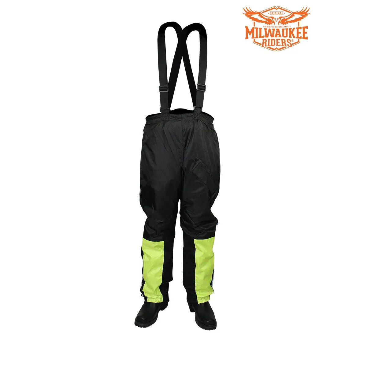 Black/Fluorescent Textile Two-Piece Rain Suit By Milwaukee Riders®