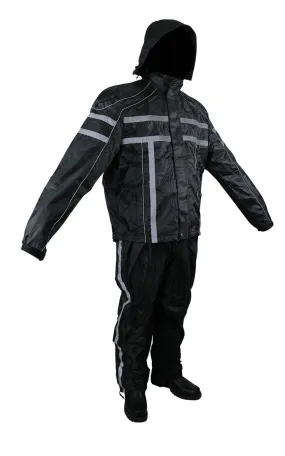 Black/Orange Textile Two-Piece Rain Suit By Dream Apparel®