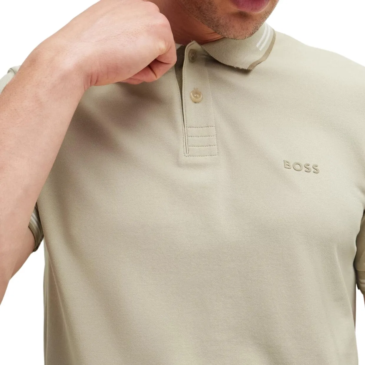 BOSS Paul Slim Fit Stretch Beige Polo Shirt