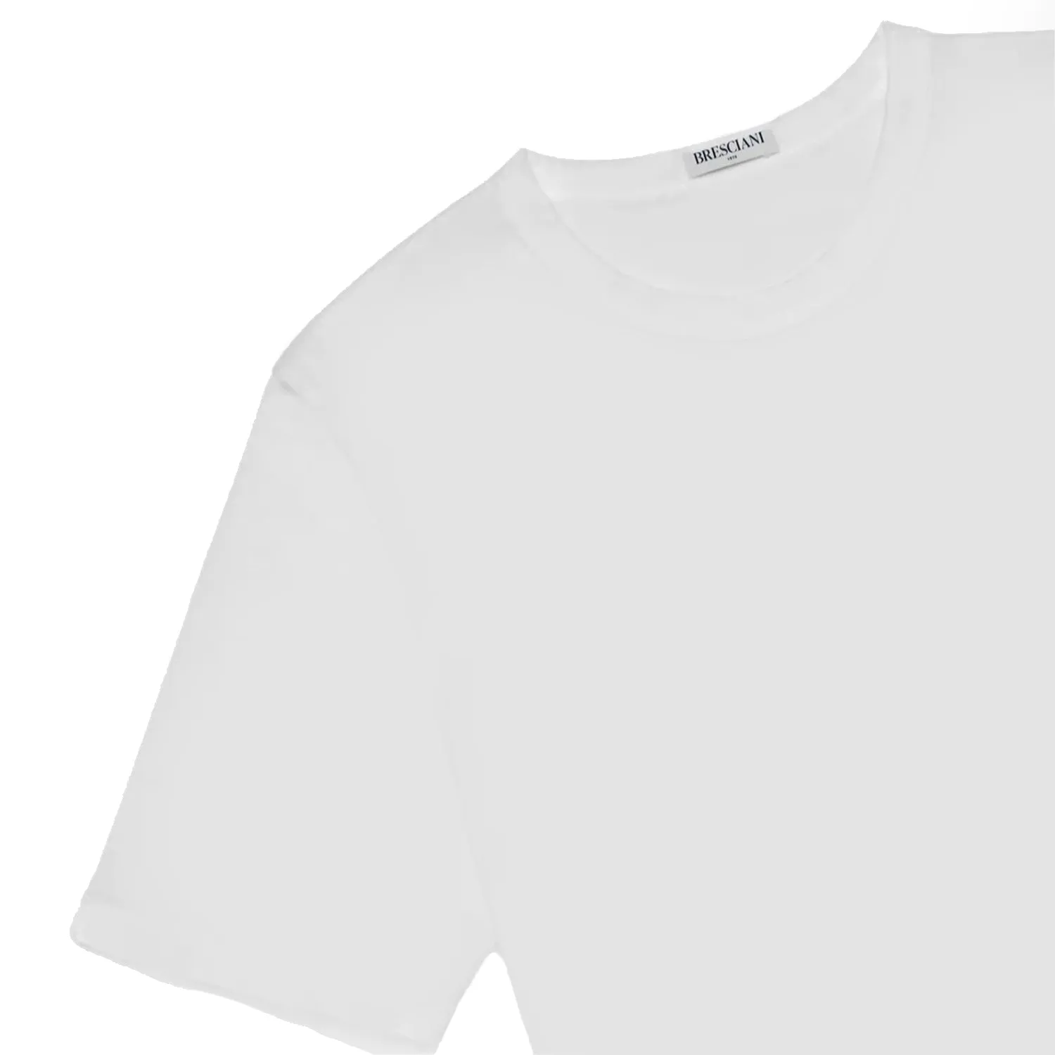 Bresciani 100% Cotton Knitted Round-Neck T-shirt White