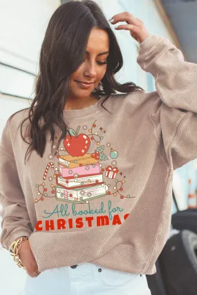 Christmas Crew Neck Apple Gift Pattern Pullover Sweatshirt