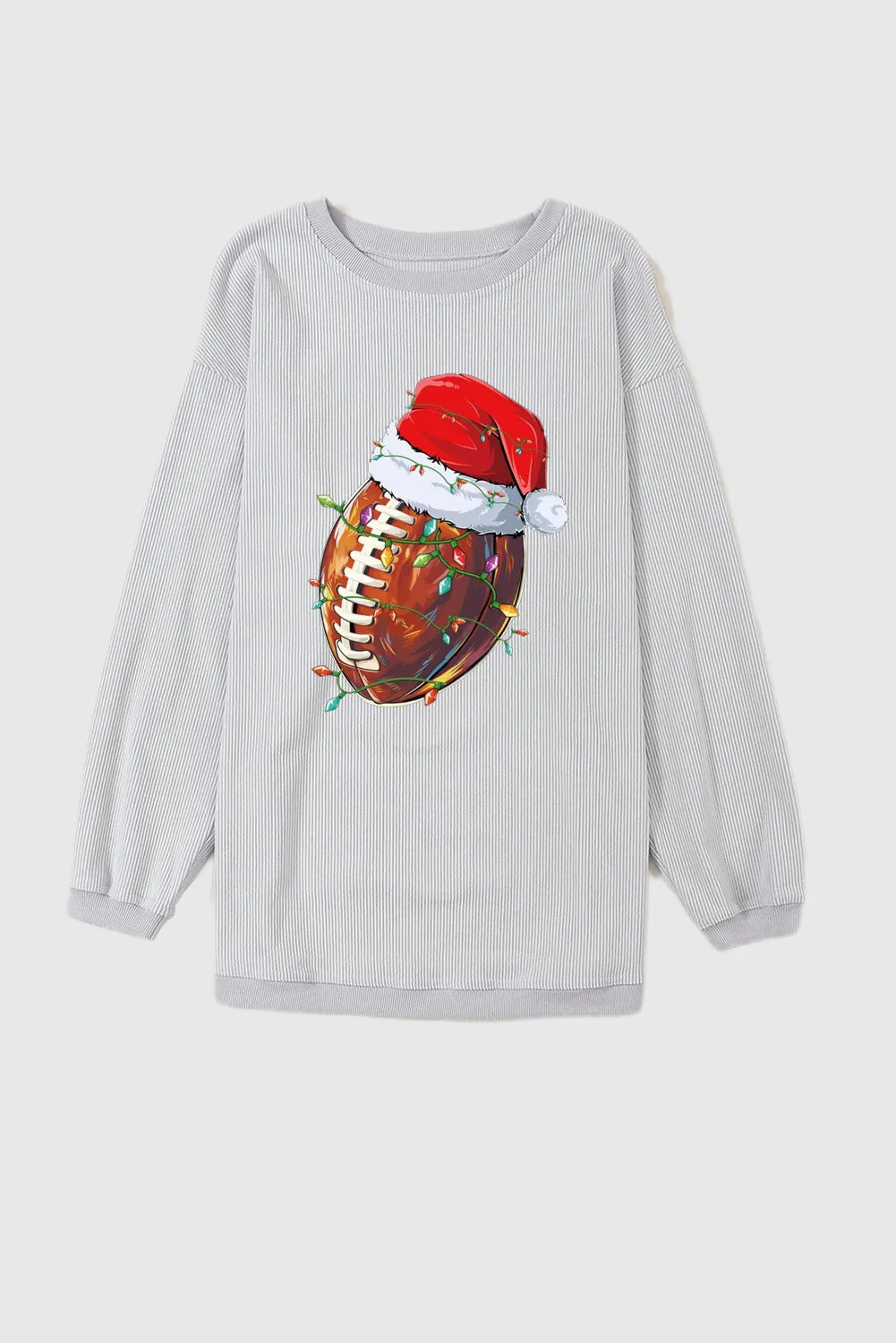 Christmas Round Neck Rugby Pattern Pullover Sweatshirt