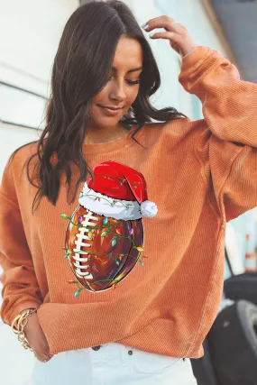 Christmas Round Neck Rugby Pattern Pullover Sweatshirt