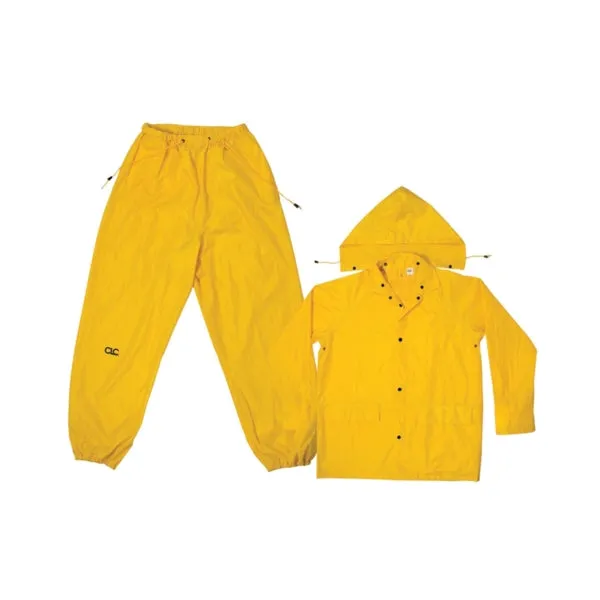 CLC R102M Rain Suit, M, 170T Polyester, Yellow, Detachable Collar