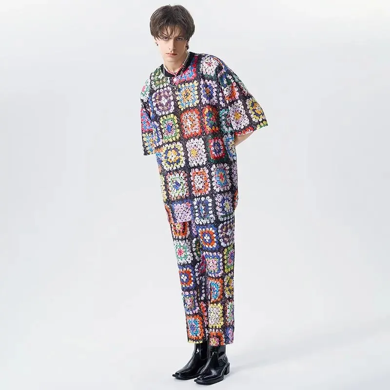 Colorful Patchwork Print Pattern Pants Set