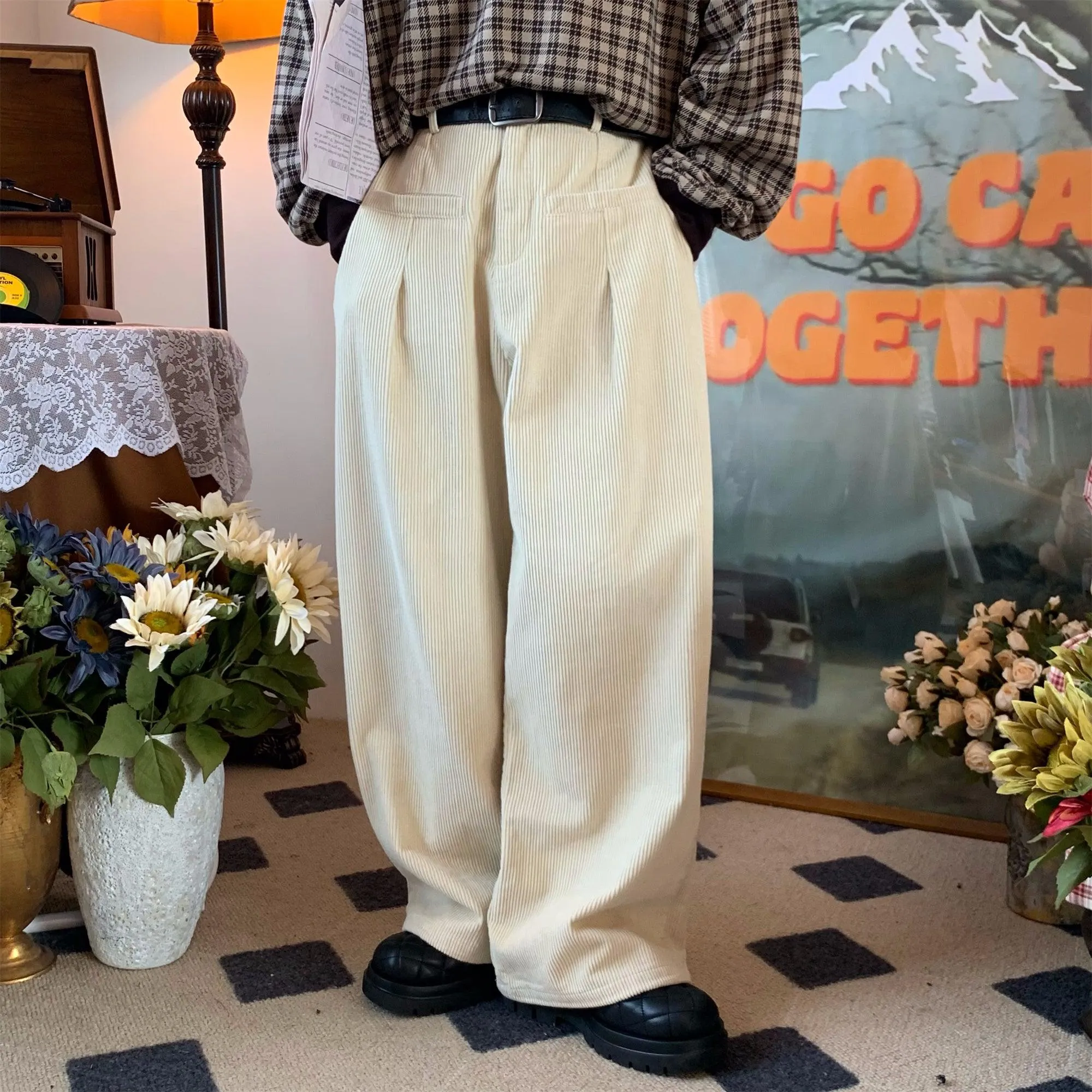 Corduroy Wide-Leg Pants