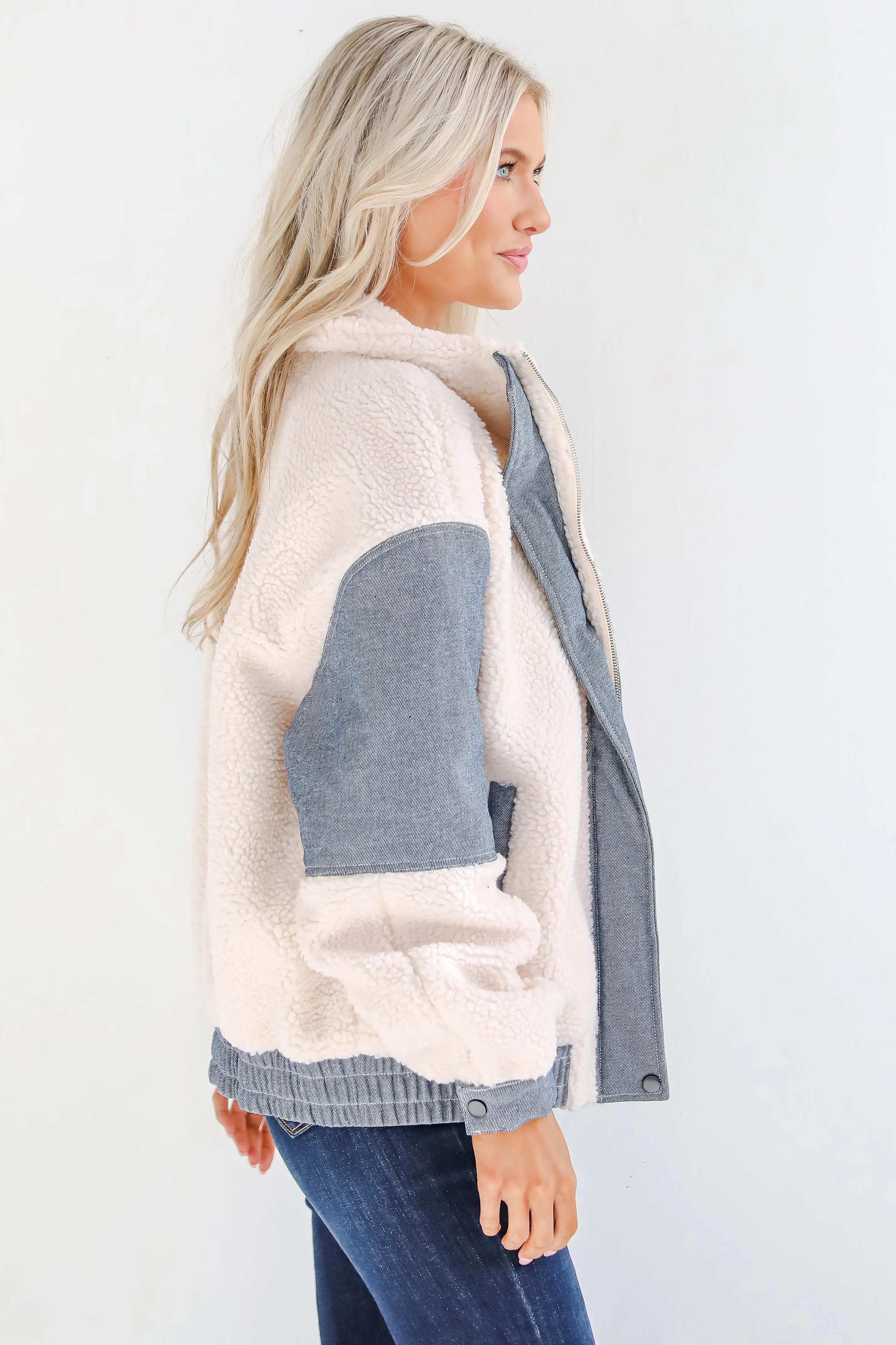 Cozier Days Cream Sherpa Denim Jacket