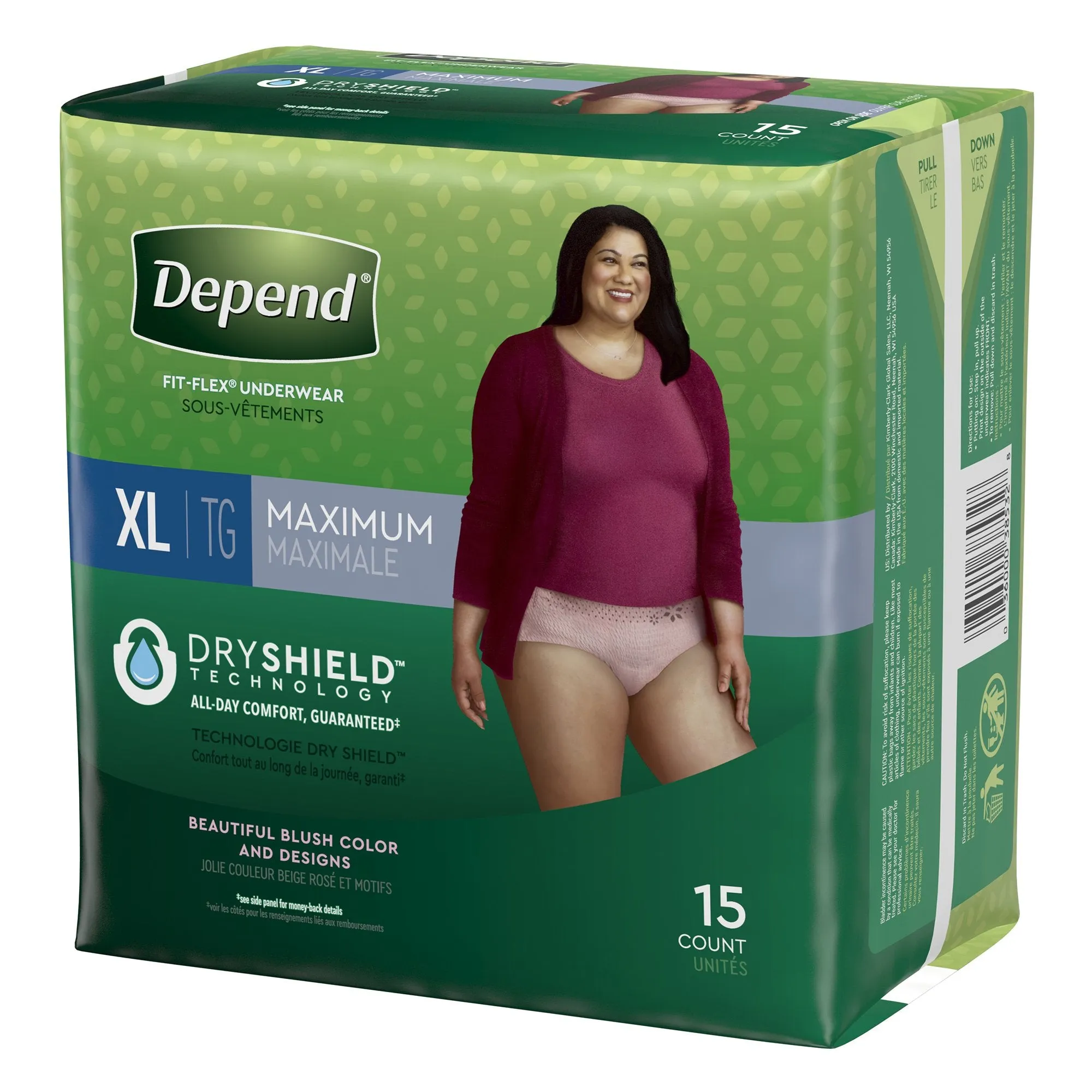 Depend FIT-FLEX Absorbent Underwear, X-Large, Tan, 45" to 54" Waist