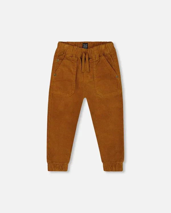 Deux Par Deux Stretch Corduroy Jogger Pant - Caramel Brown