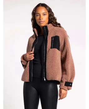 Dorthea Sherpa Taupe Black Jacket