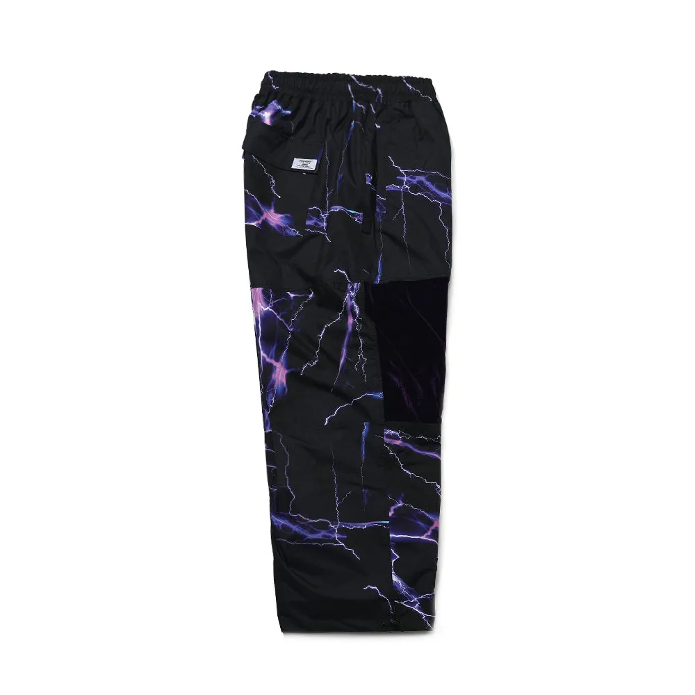 DSXBR 2ND VELVET WIDE BOX PANTS PURPLE THUNDER BLACK