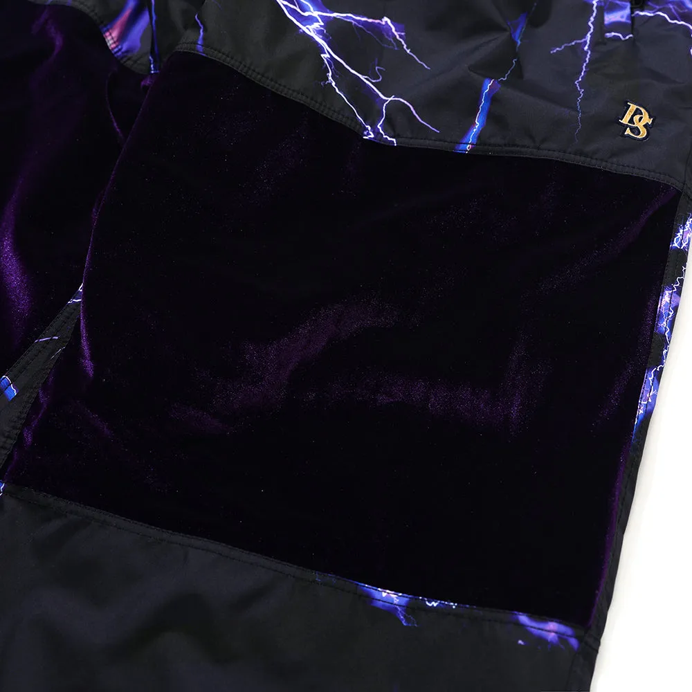 DSXBR 2ND VELVET WIDE BOX PANTS PURPLE THUNDER BLACK