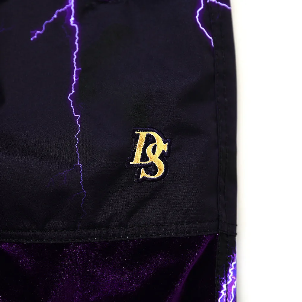 DSXBR 2ND VELVET WIDE BOX PANTS PURPLE THUNDER BLACK