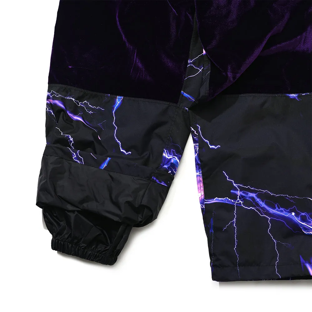 DSXBR 2ND VELVET WIDE BOX PANTS PURPLE THUNDER BLACK