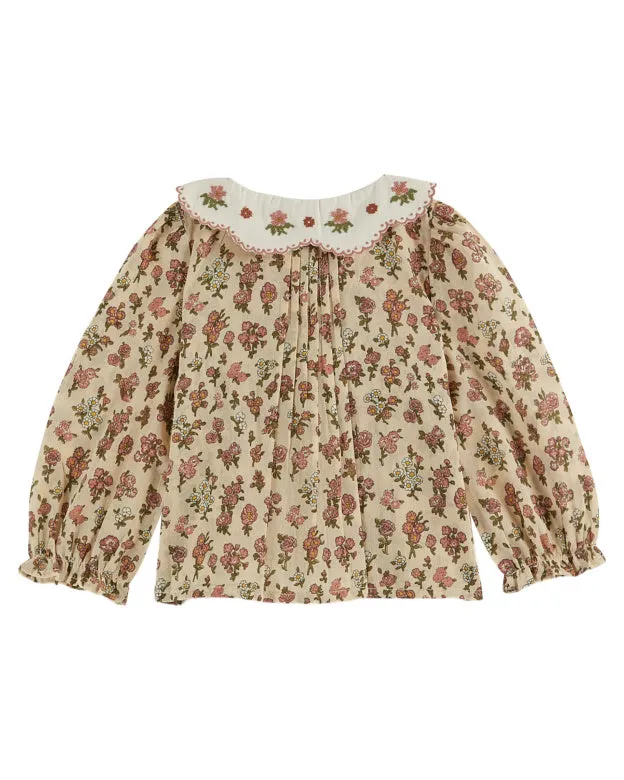 Emile et Ida Pink Blouse With Embroidered Collar