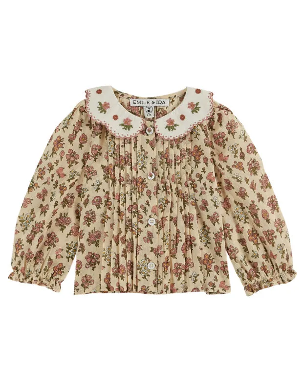 Emile et Ida Pink Blouse With Embroidered Collar