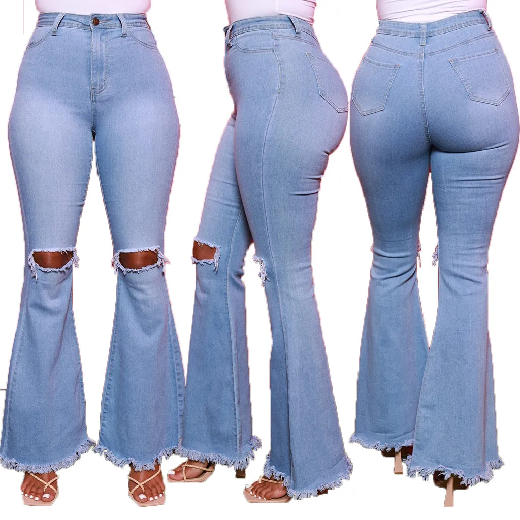 fashion all-match wide-leg denim flared pants（AY1300)