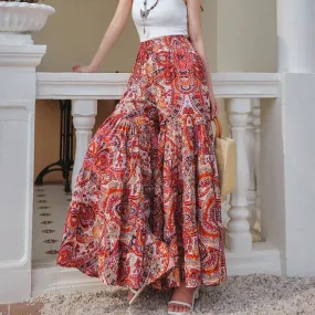 Fee Fee's Boho Floral Print Wide Leg Flare Pants