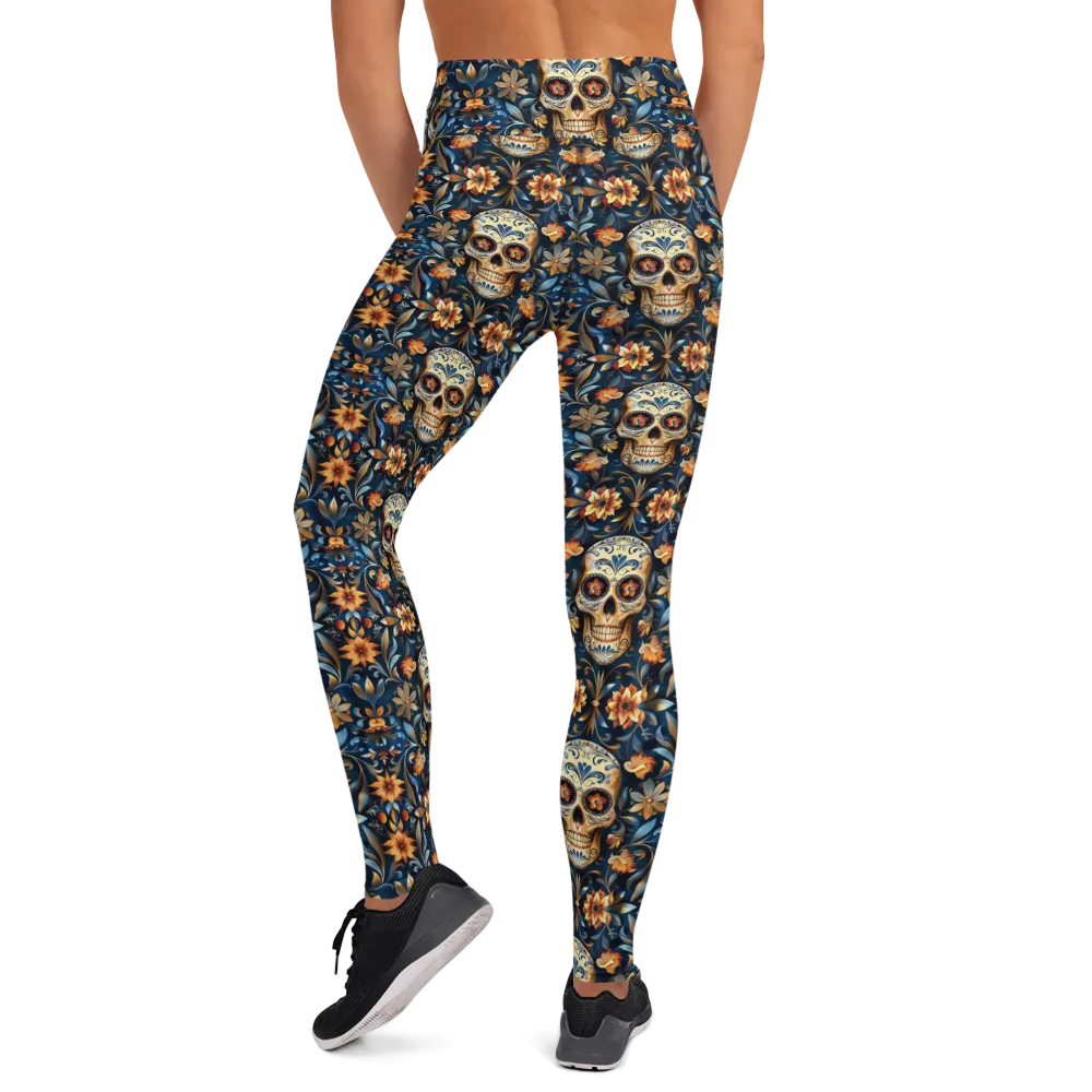 Festival Blue Sugar Skull Yoga Pants