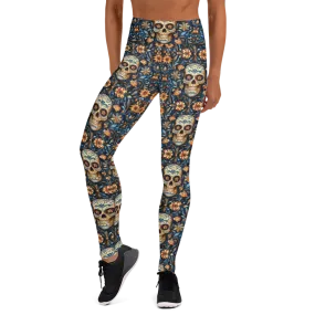 Festival Blue Sugar Skull Yoga Pants