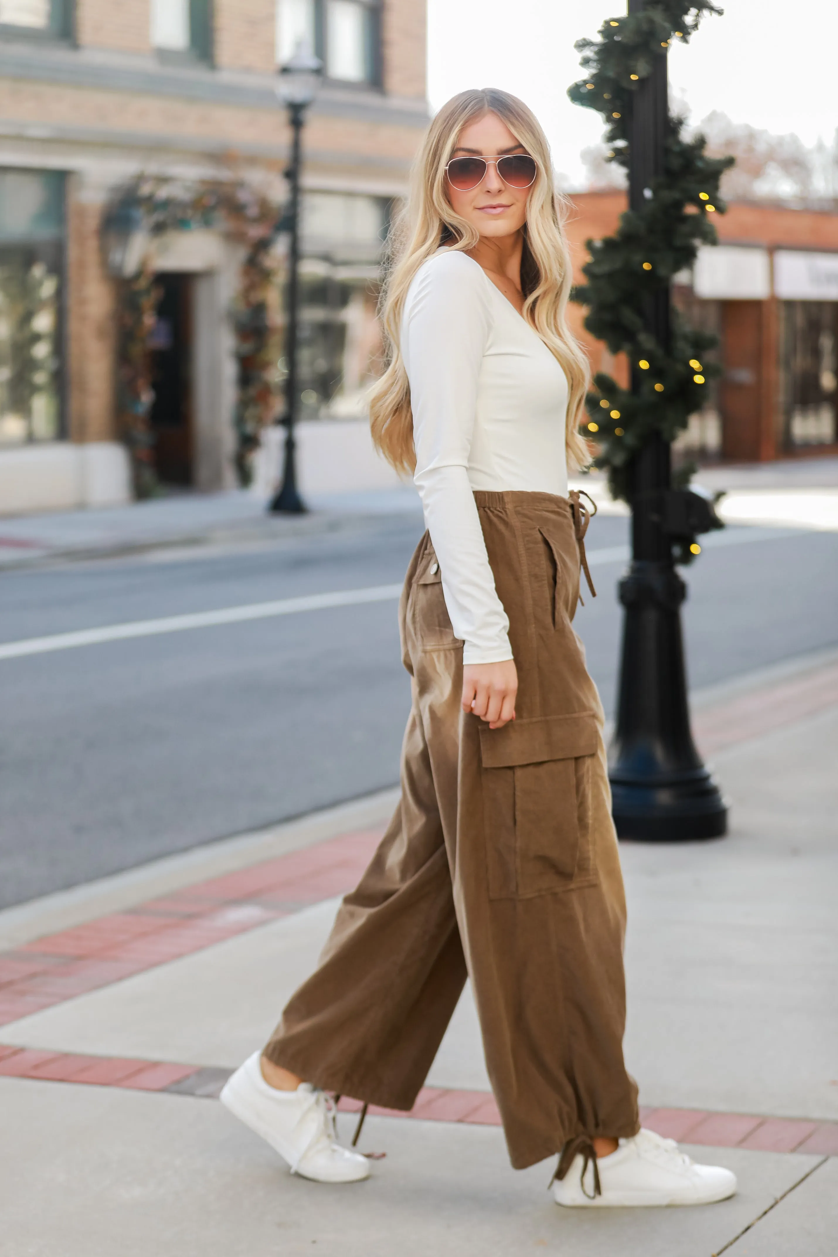 FINAL SALE - Contemporary Aura Brown Corduroy Cargo Pants