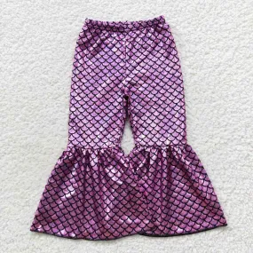 girl fish scale purple red bell pants P0249