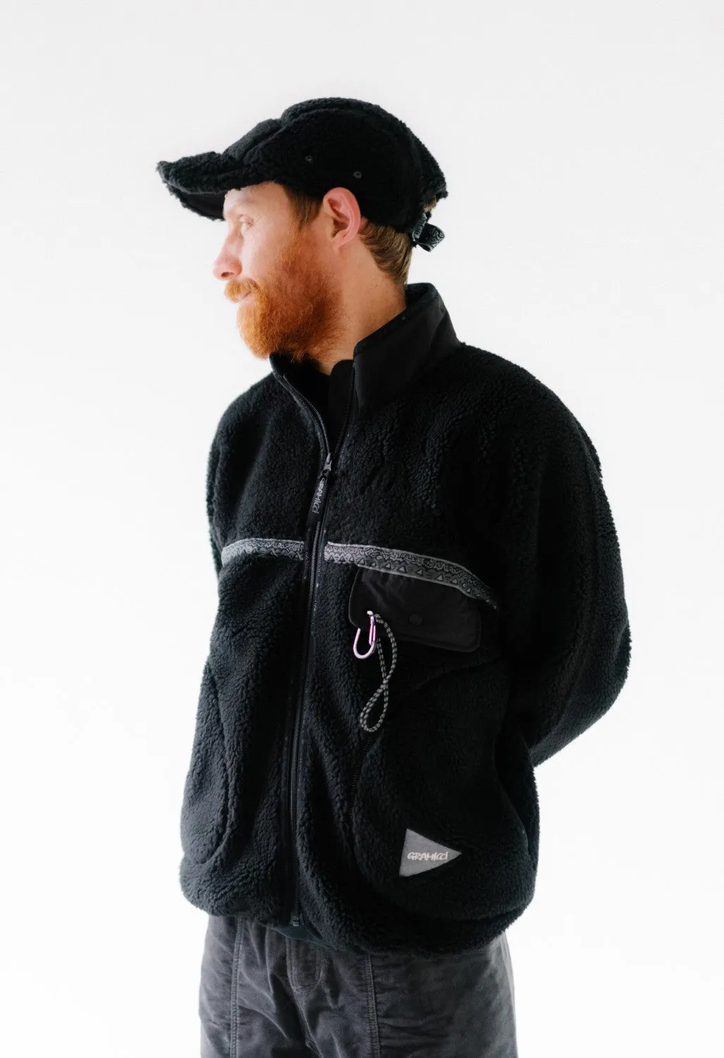 Gramicci x And Wander JQ Tape Fleece Jacket - BLACK