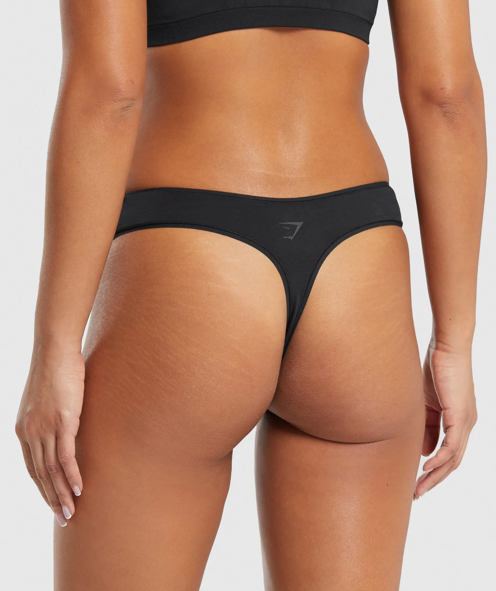 Gymshark Cotton Dipped Front Thong - Black