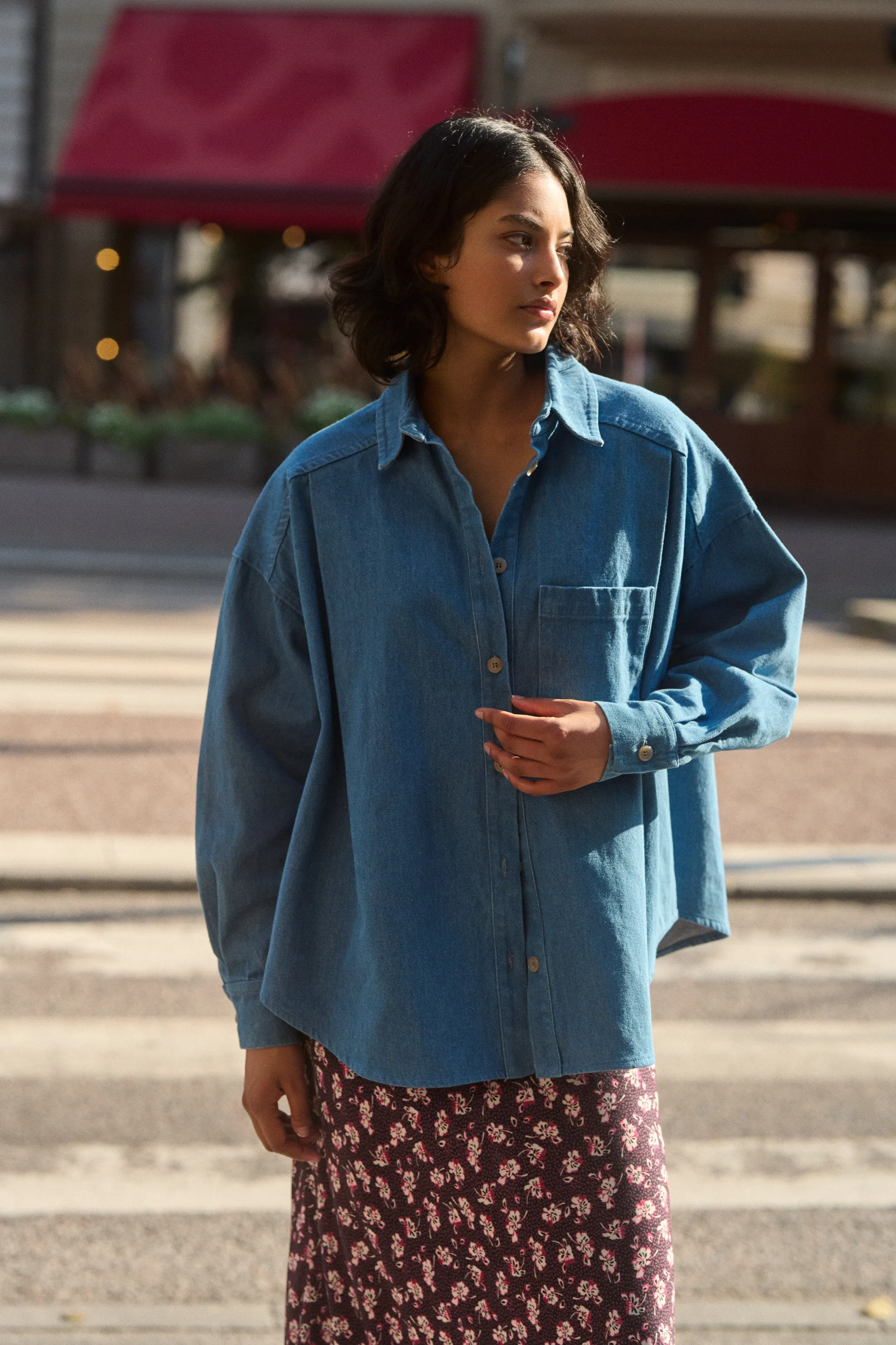 HOLLY OVERSIZE DENIM SHIRT BLUE