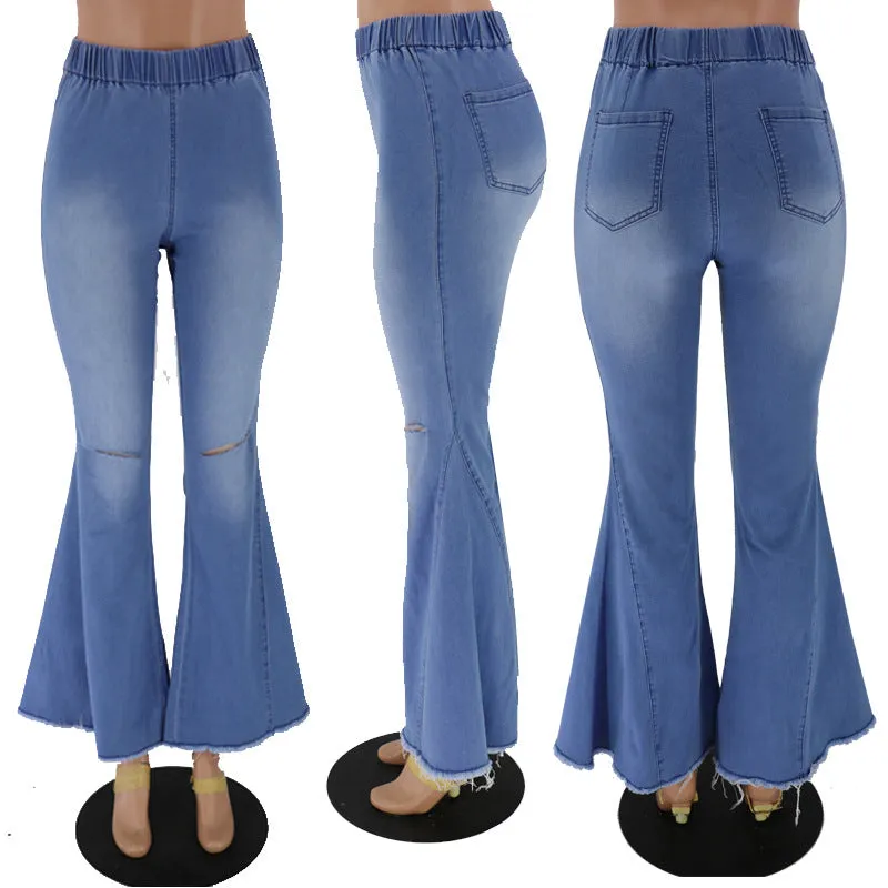 Hot selling high stretch big flared jeans(Only pants)