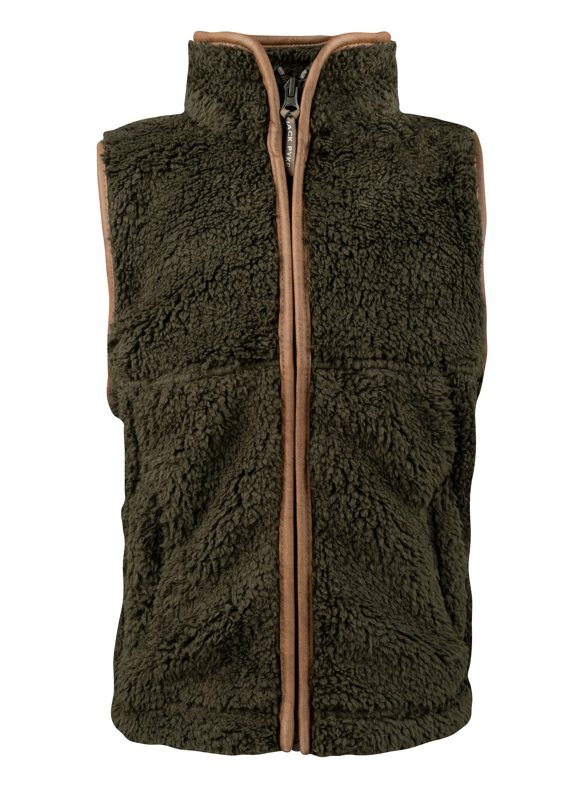 JACK PYKE Junior Sherpa Fleece Gilet Dark Olive