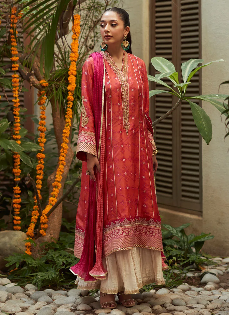 Jonie Tangerine Kurta and Dupatta