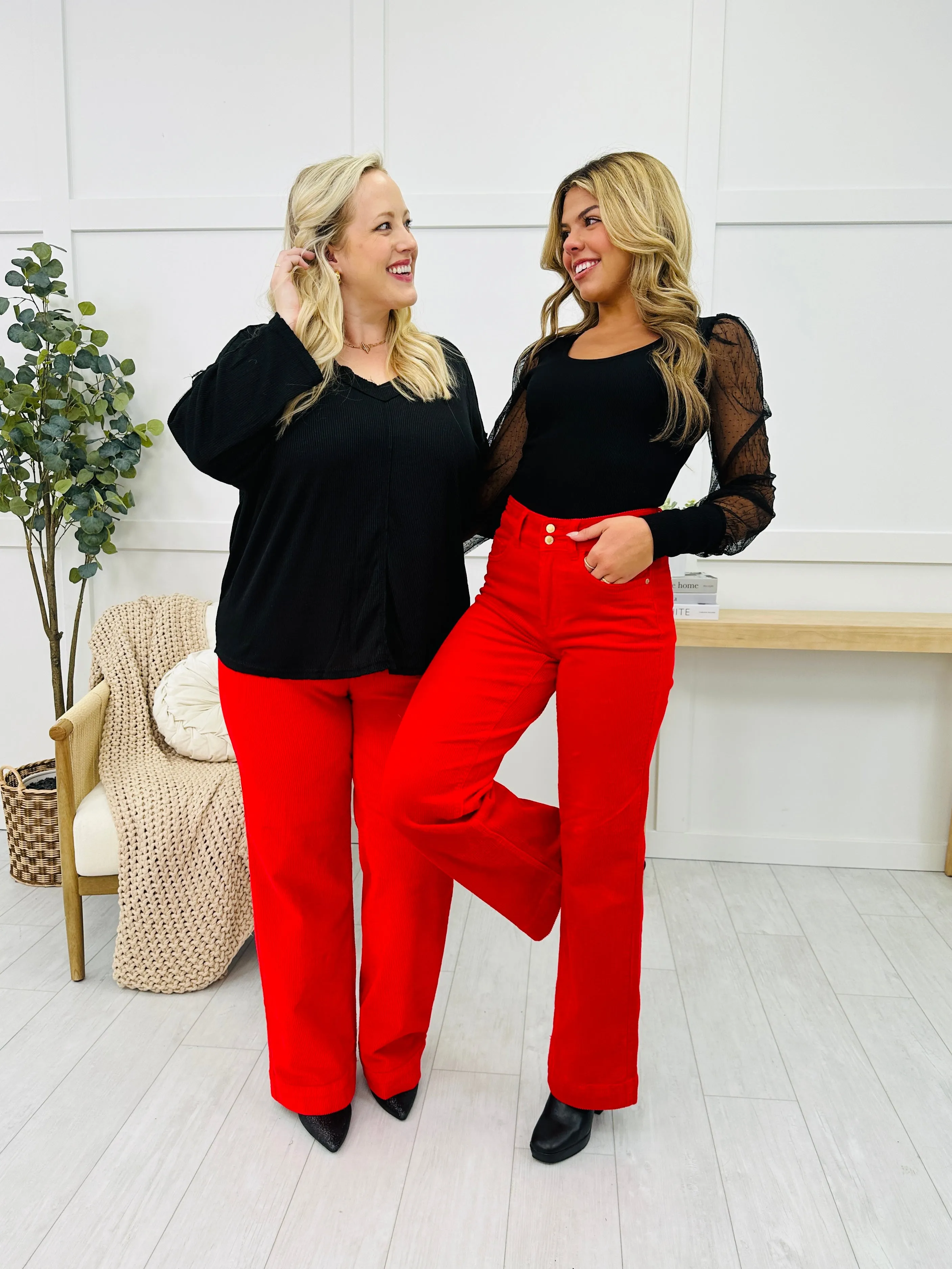 Judy Blue All is Bright Wide Leg Corduroy Trousers in Reg/Curvy