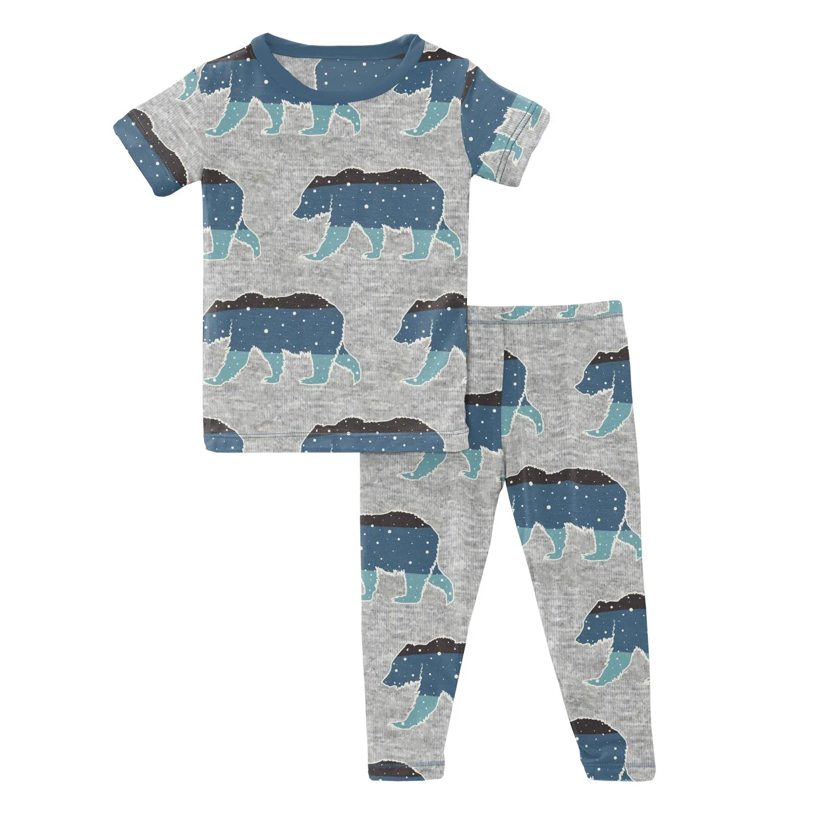 KicKee Pants Heather Mist Night Sky Bear S/S Pajama Set